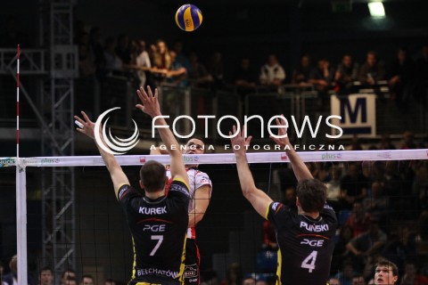  12.10.2011 RZESZOW SIATKOWKA PLUS LIGA 2011/2012 MEN VOLLEYBALL POLAND POLISH PLUSLIGA LEAGUE SEASON 2011/2012 MECZ ASSECO RESOVIA RZESZOW - PGE SKRA BELCHATOW N/Z ATAK GROZER BLOK KUREK PLINSKI  