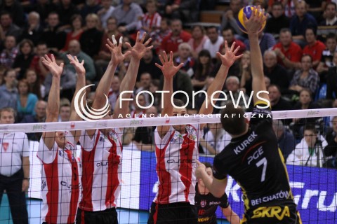  12.10.2011 RZESZOW SIATKOWKA PLUS LIGA 2011/2012 MEN VOLLEYBALL POLAND POLISH PLUSLIGA LEAGUE SEASON 2011/2012 MECZ ASSECO RESOVIA RZESZOW - PGE SKRA BELCHATOW N/Z ATAK KUREK BLOK TICHACEK NOWAKOWSKI LOTMAN  