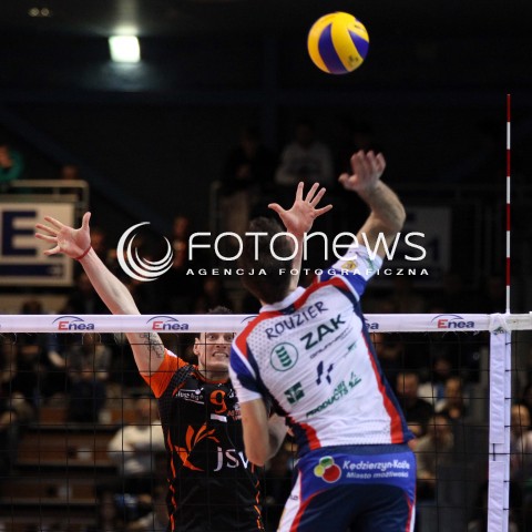  21.01.2012 RZESZOW SIATKOWKA PUCHAR POLSKI 2012 MEN VOLLEYBALL ENEA CUP MEN MECZ POLFINAL SEMIFINAL ZAKSA KEDZIERZYN KOZLE - JASTRZEBSKI WEGIEL N/Z  ATAK ANTONIN ROUZIER BLOK ZBIGNIEW BARTMAN  