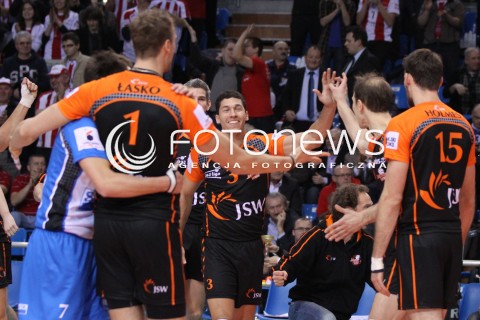  21.01.2012 RZESZOW SIATKOWKA PUCHAR POLSKI 2012 MEN VOLLEYBALL ENEA CUP MEN MECZ POLFINAL SEMIFINAL ZAKSA KEDZIERZYN KOZLE - JASTRZEBSKI WEGIEL N/Z RADOSC SIATKARZY JASTRZEBSKI WEGIEL  