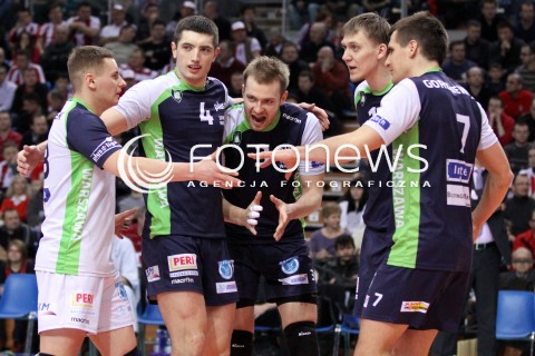  19.02.2012 RZESZOW SIATKOWKA PLUS LIGA 2011/2012 MEN VOLLEYBALL POLAND POLISH PLUSLIGA LEAGUE SEASON 2011/2012 MECZ ASSECO RESOVIA RZESZOW - AZS POLITECHNIKA WARSZAWSKA N/Z RADOSC SIATKARZY AZS POLITECHNIKA WARSZAWSKA  