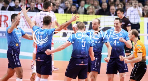  28.03.2012 RZESZOW SIATKOWKA PUCHAR CEV FINAL 2012 MEN 2011/2012 CEV VOLLEYBALL CUP MEN MECZ ASSECO RESOVIA RZESZOW -  DYNAMO MOSKWA N/Z RADOSC SIATKARZY DYNAMO MOSKWA  