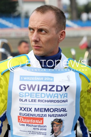  01.09.2012 RZESZOW ZUZEL SPEEDWAY GWIAZDY SPEEDWAYA DLA LEE RICHARDSONA I XXIX MEMORIAL EUGENIUSZA NAZIMKA N/Z KAROL BARAN FOTO MACIEJ GOCLON / FOTONEWS 