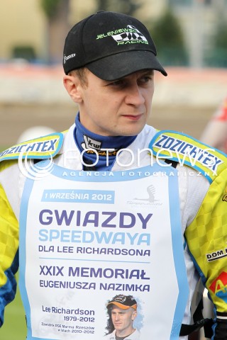  01.09.2012 RZESZOW ZUZEL SPEEDWAY GWIAZDY SPEEDWAYA DLA LEE RICHARDSONA I XXIX MEMORIAL EUGENIUSZA NAZIMKA N/Z DANIEL JELENIEWSKI FOTO MACIEJ GOCLON / FOTONEWS 