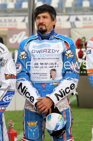  01.09.2012 RZESZOW ZUZEL SPEEDWAY GWIAZDY SPEEDWAYA DLA LEE RICHARDSONA I XXIX MEMORIAL EUGENIUSZA NAZIMKA N/Z ROMAN POVAZHNY FOTO MACIEJ GOCLON / FOTONEWS 