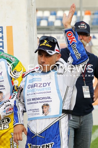 01.09.2012 RZESZOW ZUZEL SPEEDWAY GWIAZDY SPEEDWAYA DLA LEE RICHARDSONA I XXIX MEMORIAL EUGENIUSZA NAZIMKA N/Z NICKI PEDERSEN FOTO MACIEJ GOCLON / FOTONEWS 