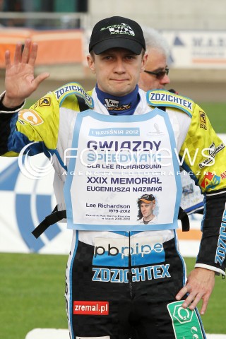 01.09.2012 RZESZOW ZUZEL SPEEDWAY GWIAZDY SPEEDWAYA DLA LEE RICHARDSONA I XXIX MEMORIAL EUGENIUSZA NAZIMKA N/Z DANIEL JELENIEWSKI FOTO MACIEJ GOCLON / FOTONEWS 