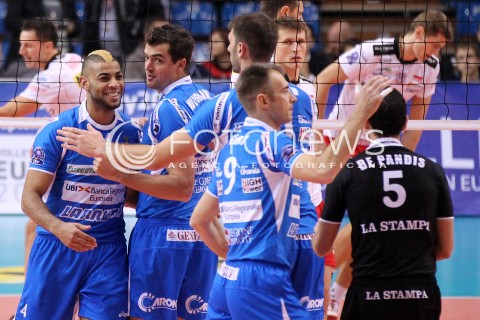  14.11.2012 RZESZOW SIATKOWKA LIGA MISTRZOW MEN CEV VOLLEYBALL CHAMPIONS LEAGUE 2013 MATCH ASSECO RESOVIA RZESZOW - BRE BANCA LANNUTTI CUNEO N/Z RADOSC EARVIN NGAPETH WOUT WIJSMANS NIKOLA GRBIC DANIELE DE PANDIS  