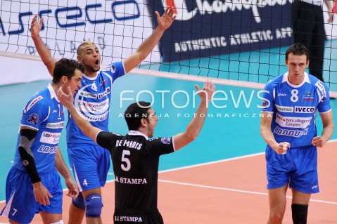  14.11.2012 RZESZOW SIATKOWKA LIGA MISTRZOW MEN CEV VOLLEYBALL CHAMPIONS LEAGUE 2013 MATCH ASSECO RESOVIA RZESZOW - BRE BANCA LANNUTTI CUNEO N/Z RADOSC EARVIN NGAPETH DANIELE DE PANDIS WOUT WIJSMANS EMANUEL KOHUT  