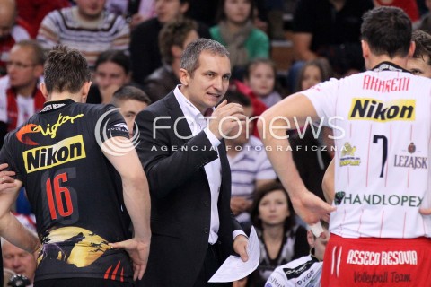  14.11.2012 RZESZOW SIATKOWKA LIGA MISTRZOW MEN CEV VOLLEYBALL CHAMPIONS LEAGUE 2013 MATCH ASSECO RESOVIA RZESZOW - BRE BANCA LANNUTTI CUNEO N/Z ANDRZEJ KOWAL TRENER ( HEAD COACH ) KRZYSZTOF IGNACZAK ALEH ACHREM OLIEG AKHREM  