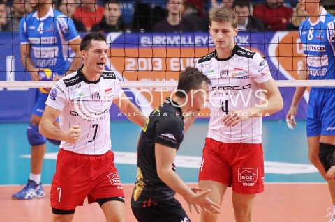  14.11.2012 RZESZOW SIATKOWKA LIGA MISTRZOW MEN CEV VOLLEYBALL CHAMPIONS LEAGUE 2013 MATCH ASSECO RESOVIA RZESZOW - BRE BANCA LANNUTTI CUNEO N/Z RADOSC ALEH ACHREM OLIEG AKHREM PIOTR NOWAKOWSKI KRZYSZTOF IGNACZAK  