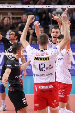  14.11.2012 RZESZOW SIATKOWKA LIGA MISTRZOW MEN CEV VOLLEYBALL CHAMPIONS LEAGUE 2013 MATCH ASSECO RESOVIA RZESZOW - BRE BANCA LANNUTTI CUNEO N/Z RADOSC KRZYSZTOF IGNACZAK ZBIGNIEW BARTMAN WOJCIECH GRZYB  