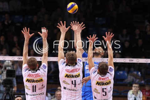  14.11.2012 RZESZOW SIATKOWKA LIGA MISTRZOW MEN CEV VOLLEYBALL CHAMPIONS LEAGUE 2013 MATCH ASSECO RESOVIA RZESZOW - BRE BANCA LANNUTTI CUNEO N/Z EARVIN NGAPETH NIKOLA KOVACEVIC PIOTR NOWAKOWSKI LUKAS TICHACEK  