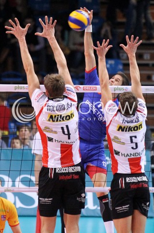  17.11.2012 RZESZOW SIATKOWKA PLUS LIGA 2012/2013 MEN VOLLEYBALL POLAND POLISH PLUSLIGA LEAGUE SEASON 2012/2013 MECZ ASSECO RESOVIA RZESZOW - EFFECTOR KIELCE N/Z NIKOLAY PENCHEV PIOTR NOWAKOWSKI LUKAS TICHACEK  