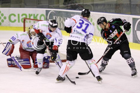  04.12.2012 SANOK HOKEJ NA LODZIE PLH MECZ CIARKO PBS BANK SANOK - GKS TYCHY N/Z PRZEMYSLAW ODROBNY DARIUSZ GRUSZKA TEDDY DA COSTA KRYSTIAN DZIUBINSKI  