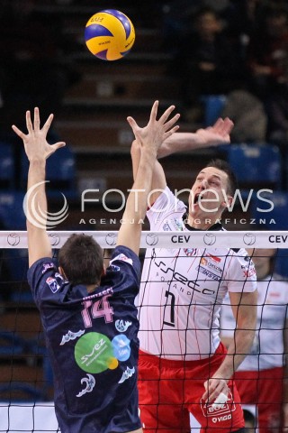  12.12.2012 RZESZOW SIATKOWKA LIGA MISTRZOW MEN CEV VOLLEYBALL CHAMPIONS LEAGUE 2013 MATCH ASSECO RESOVIA RZESZOW - ARAGO DE SETE N/Z ALEH ACHREM OLIEG AKHREM STANISLAS RABILLER  