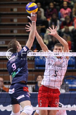  12.12.2012 RZESZOW SIATKOWKA LIGA MISTRZOW MEN CEV VOLLEYBALL CHAMPIONS LEAGUE 2013 MATCH ASSECO RESOVIA RZESZOW - ARAGO DE SETE N/Z LUKAS TICHACEK RAPHAEL MROZEK  