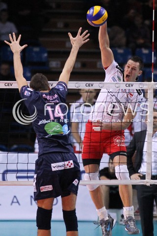  12.12.2012 RZESZOW SIATKOWKA LIGA MISTRZOW MEN CEV VOLLEYBALL CHAMPIONS LEAGUE 2013 MATCH ASSECO RESOVIA RZESZOW - ARAGO DE SETE N/Z ALEH ACHREM OLIEG AKHREM STANISLAS RABILLER  