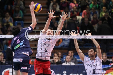  12.12.2012 RZESZOW SIATKOWKA LIGA MISTRZOW MEN CEV VOLLEYBALL CHAMPIONS LEAGUE 2013 MATCH ASSECO RESOVIA RZESZOW - ARAGO DE SETE N/Z ZBIGNIEW BARTMAN GRZEGORZ KOSOK BAPTISTE GEILER  