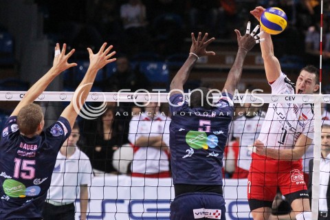  12.12.2012 RZESZOW SIATKOWKA LIGA MISTRZOW MEN CEV VOLLEYBALL CHAMPIONS LEAGUE 2013 MATCH ASSECO RESOVIA RZESZOW - ARAGO DE SETE N/Z ALEH ACHREM OLIEG AKHREM LUKAS BAUER JUNOT MISTOCO  