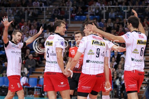  12.12.2012 RZESZOW SIATKOWKA LIGA MISTRZOW MEN CEV VOLLEYBALL CHAMPIONS LEAGUE 2013 MATCH ASSECO RESOVIA RZESZOW - ARAGO DE SETE N/Z RADOSC NIKOLA KOVACEVIC ZBIGNIEW BARTMAN KRZYSZTOF IGNACZAK LUKAS TICHACEK GRZEGORZ KOSOK  