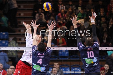  12.12.2012 RZESZOW SIATKOWKA LIGA MISTRZOW MEN CEV VOLLEYBALL CHAMPIONS LEAGUE 2013 MATCH ASSECO RESOVIA RZESZOW - ARAGO DE SETE N/Z ZBIGNIEW BARTMAN BAPTISTE GEILER JEAN PHILIPPE SOL  
