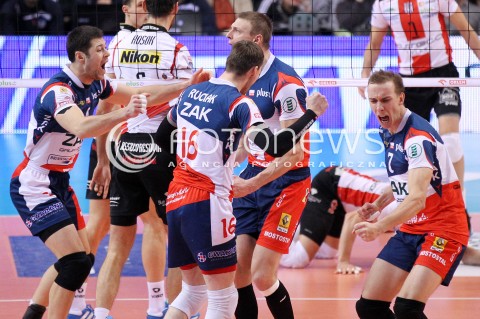  15.12.2012 RZESZOW SIATKOWKA PLUS LIGA 2012/2013 MEN VOLLEYBALL POLAND POLISH PLUSLIGA LEAGUE SEASON 2012/2013 MECZ ASSECO RESOVIA RZESZOW - ZAKSA KEDZIERZYN KOZLE N/Z RADOSC JURIJ GLADYR GRZEGORZ PILARZ MICHAL RUCIAK  