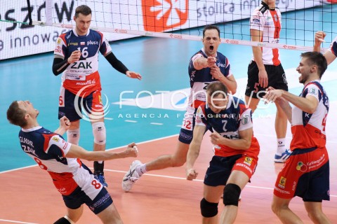  15.12.2012 RZESZOW SIATKOWKA PLUS LIGA 2012/2013 MEN VOLLEYBALL POLAND POLISH PLUSLIGA LEAGUE SEASON 2012/2013 MECZ ASSECO RESOVIA RZESZOW - ZAKSA KEDZIERZYN KOZLE N/Z RADOSC ANTONIN ROUZIER MICHAL RUCIAK JURIJ GLADYR FELIPE FONTELES GRZEGORZ PILARZ  