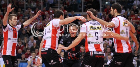  15.12.2012 RZESZOW SIATKOWKA PLUS LIGA 2012/2013 MEN VOLLEYBALL POLAND POLISH PLUSLIGA LEAGUE SEASON 2012/2013 MECZ ASSECO RESOVIA RZESZOW - ZAKSA KEDZIERZYN KOZLE N/Z RADOSC ZBIGNIEW BARTMAN NIKOLA KOVACEVIC GRZEGORZ KOSOK KRZYSZTOF IGNACZAK LUKAS TICHACEK  