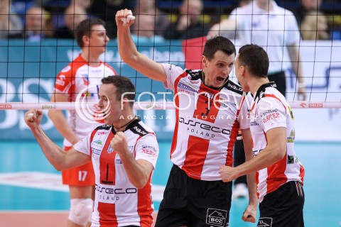  04.01.2013 RZESZOW SIATKOWKA PLUS LIGA 2012/2013 MEN VOLLEYBALL POLAND POLISH PLUSLIGA LEAGUE SEASON 2012/2013 MECZ ASSECO RESOVIA RZESZOW - DELECTA BYDGOSZCZ N/Z MACIEJ DOBROWOLSKI WOJCIECH GRZYB PAUL LOTMAN RADOSC  
