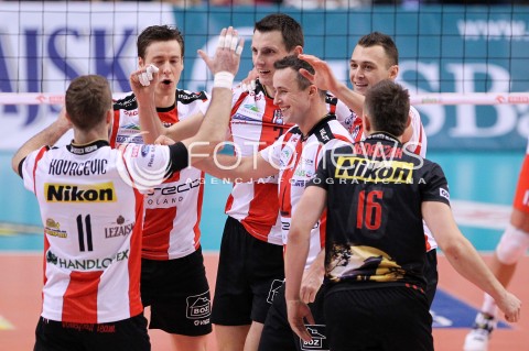  04.01.2013 RZESZOW SIATKOWKA PLUS LIGA 2012/2013 MEN VOLLEYBALL POLAND POLISH PLUSLIGA LEAGUE SEASON 2012/2013 MECZ ASSECO RESOVIA RZESZOW - DELECTA BYDGOSZCZ N/Z NIKOLA KOVACEVIC JOCHEN SCHOPS WOJCIECH GRZYB PAUL LOTMAN MACIEJ DOBROWOLSKI KRZYSZTOF IGNACZAK RADOSC  