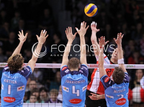  04.01.2013 RZESZOW SIATKOWKA PLUS LIGA 2012/2013 MEN VOLLEYBALL POLAND POLISH PLUSLIGA LEAGUE SEASON 2012/2013 MECZ ASSECO RESOVIA RZESZOW - DELECTA BYDGOSZCZ N/Z PAUL LOTMAN MICHAL MASNY STEPHANE ANTIGA WOJCIECH JURKIEWICZ  