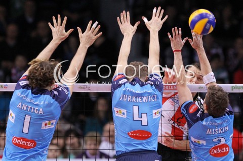  04.01.2013 RZESZOW SIATKOWKA PLUS LIGA 2012/2013 MEN VOLLEYBALL POLAND POLISH PLUSLIGA LEAGUE SEASON 2012/2013 MECZ ASSECO RESOVIA RZESZOW - DELECTA BYDGOSZCZ N/Z PAUL LOTMAN MICHAL MASNY WOJCIECH JURKIEWICZ STEPHANE ANTIGA  