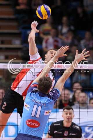  04.01.2013 RZESZOW SIATKOWKA PLUS LIGA 2012/2013 MEN VOLLEYBALL POLAND POLISH PLUSLIGA LEAGUE SEASON 2012/2013 MECZ ASSECO RESOVIA RZESZOW - DELECTA BYDGOSZCZ N/Z PAUL LOTMAN ANDRZEJ WRONA  