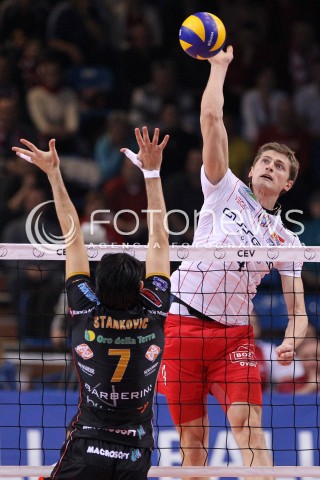  15.01.2013 RZESZOW SIATKOWKA LIGA MISTRZOW <br />MEN CEV VOLLEYBALL CHAMPIONS LEAGUE 2013 MATCH ASSECO RESOVIA RZESZOW - LUBE BANCA MARCHE MACERATA <br />N/Z PIOTR NOWAKOWSKI DRAGAN STANKOVIC  