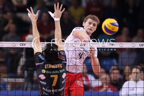  15.01.2013 RZESZOW SIATKOWKA LIGA MISTRZOW <br />MEN CEV VOLLEYBALL CHAMPIONS LEAGUE 2013 MATCH ASSECO RESOVIA RZESZOW - LUBE BANCA MARCHE MACERATA <br />N/Z PIOTR NOWAKOWSKI DRAGAN STANKOVIC  