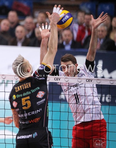  15.01.2013 RZESZOW SIATKOWKA LIGA MISTRZOW <br />MEN CEV VOLLEYBALL CHAMPIONS LEAGUE 2013 MATCH ASSECO RESOVIA RZESZOW - LUBE BANCA MARCHE MACERATA <br />N/Z NIKOLA KOVACEVIC IVAN ZAYTSEV  