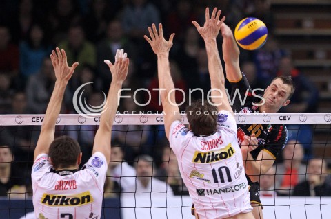  15.01.2013 RZESZOW SIATKOWKA LIGA MISTRZOW <br />MEN CEV VOLLEYBALL CHAMPIONS LEAGUE 2013 MATCH ASSECO RESOVIA RZESZOW - LUBE BANCA MARCHE MACERATA <br />N/Z DICK KOOY JOCHEN SCHOPS WOJCIECH GRZYB  