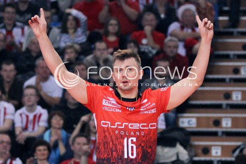  15.01.2013 RZESZOW SIATKOWKA LIGA MISTRZOW <br />MEN CEV VOLLEYBALL CHAMPIONS LEAGUE 2013 MATCH ASSECO RESOVIA RZESZOW - LUBE BANCA MARCHE MACERATA <br />N/Z KRZYSZTOF IGNACZAK RADOSC  