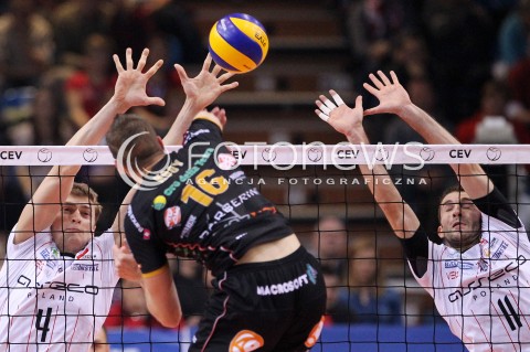  15.01.2013 RZESZOW SIATKOWKA LIGA MISTRZOW <br />MEN CEV VOLLEYBALL CHAMPIONS LEAGUE 2013 MATCH ASSECO RESOVIA RZESZOW - LUBE BANCA MARCHE MACERATA <br />N/Z PIOTR NOWAKOWSKI NIKOLA KOVACEVIC DICK KOOY  
