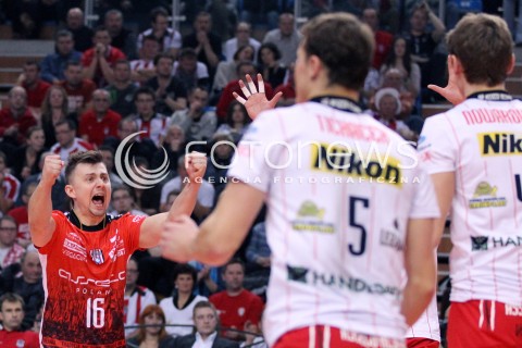  15.01.2013 RZESZOW SIATKOWKA LIGA MISTRZOW <br />MEN CEV VOLLEYBALL CHAMPIONS LEAGUE 2013 MATCH ASSECO RESOVIA RZESZOW - LUBE BANCA MARCHE MACERATA <br />N/Z KRZYSZTOF IGNACZAK RADOSC  