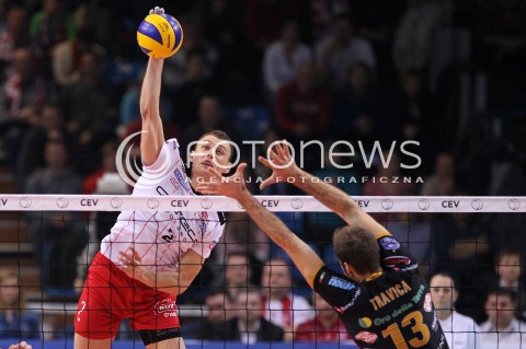  15.01.2013 RZESZOW SIATKOWKA LIGA MISTRZOW <br />MEN CEV VOLLEYBALL CHAMPIONS LEAGUE 2013 MATCH ASSECO RESOVIA RZESZOW - LUBE BANCA MARCHE MACERATA <br />N/Z PAUL LOTMAN DRAGAN TRAVICA  