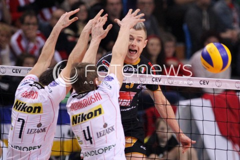  15.01.2013 RZESZOW SIATKOWKA LIGA MISTRZOW <br />MEN CEV VOLLEYBALL CHAMPIONS LEAGUE 2013 MATCH ASSECO RESOVIA RZESZOW - LUBE BANCA MARCHE MACERATA <br />N/Z IVAN ZAYTSEV ALEH ACHREM OLIEG AKHREM PIOTR NOWAKOWSKI  