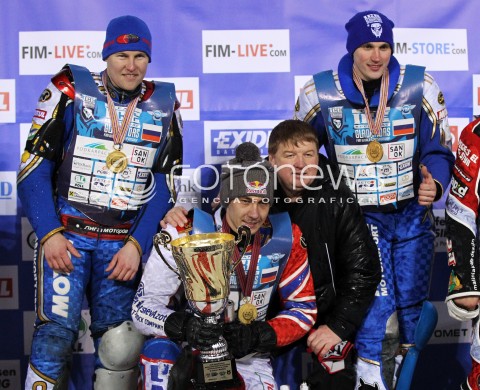  26.01.2013 SANOK ZUZEL NA LODZIE<br />FINAL DRUZYNOWYCH MISTRZOSTW SWIATA W ZUZLU NA LODZIE 2013<br />FIM TEAM ICE SPEEDWAY GLADIATORS WORLD CHAMPIONSHIP<br />N/Z DANIIL IVANOV ( RUSSIA ) DMITRY KOLTAKOV ( RUSSIA ) NIKOLAY KRASNIKOV ( RUSSIA ) RADOSC  