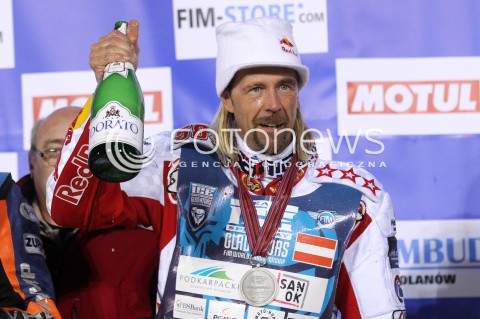  26.01.2013 SANOK ZUZEL NA LODZIE<br />FINAL DRUZYNOWYCH MISTRZOSTW SWIATA W ZUZLU NA LODZIE 2013<br />FIM TEAM ICE SPEEDWAY GLADIATORS WORLD CHAMPIONSHIP<br />N/Z FRANZ ZOM ( AUSTRIA ) RADOSC  