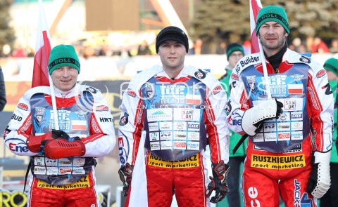  26.01.2013 SANOK ZUZEL NA LODZIE<br />FINAL DRUZYNOWYCH MISTRZOSTW SWIATA W ZUZLU NA LODZIE 2013<br />FIM TEAM ICE SPEEDWAY GLADIATORS WORLD CHAMPIONSHIP<br />N/Z GRZEGORZ KNAPP ( POLAND ) PAWEL STRUGALA ( POLAND ) MIROSLAW DANISZEWSKI ( POLAND )  
