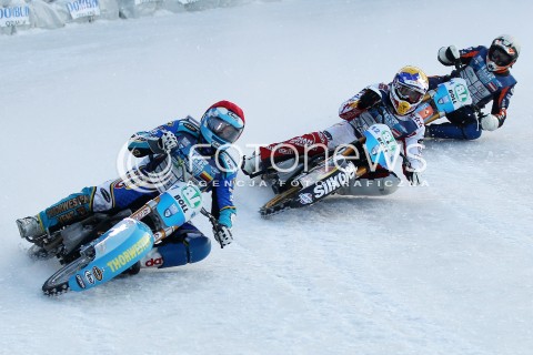  26.01.2013 SANOK ZUZEL NA LODZIE<br />FINAL DRUZYNOWYCH MISTRZOSTW SWIATA W ZUZLU NA LODZIE 2013<br />FIM TEAM ICE SPEEDWAY GLADIATORS WORLD CHAMPIONSHIP<br />N/Z RACE NUMBER 22 GUNTHER BAUER ( GERMANY ) HARALD SIMON ( AUSTRIA ) FRANZ ZORN ( AUSTRIA )  
