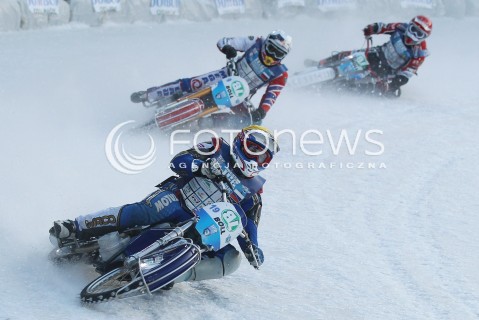  26.01.2013 SANOK ZUZEL NA LODZIE<br />FINAL DRUZYNOWYCH MISTRZOSTW SWIATA W ZUZLU NA LODZIE 2013<br />FIM TEAM ICE SPEEDWAY GLADIATORS WORLD CHAMPIONSHIP<br />N/Z RACE NUMBER 23 ROBERT HENDERSON ( SWEDEN ) DANIIL IVANOV ( RUSSIA ) DMITRY KOLTAKOV ( RUSSIA )  