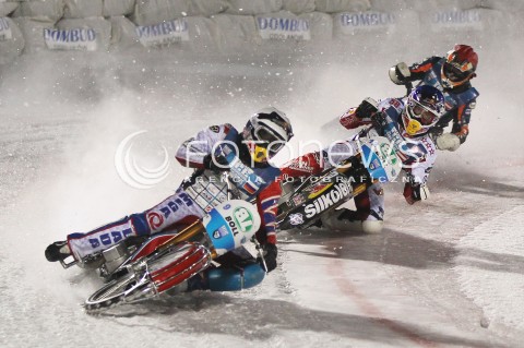  26.01.2013 SANOK ZUZEL NA LODZIE<br />FINAL DRUZYNOWYCH MISTRZOSTW SWIATA W ZUZLU NA LODZIE 2013<br />FIM TEAM ICE SPEEDWAY GLADIATORS WORLD CHAMPIONSHIP<br />N/Z RACE NUMBER 40 HARALD SIMON ( AUSTRIA ) DANIIL IVANOV ( RUSSIA ) FRANZ ZORN ( AUSTRIA )  