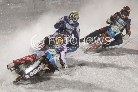  26.01.2013 SANOK ZUZEL NA LODZIE<br />FINAL DRUZYNOWYCH MISTRZOSTW SWIATA W ZUZLU NA LODZIE 2013<br />FIM TEAM ICE SPEEDWAY GLADIATORS WORLD CHAMPIONSHIP<br />N/Z RACE NUMBER 40 HARALD SIMON ( AUSTRIA ) FRANZ ZORN ( AUSTRIA ) DMITRY KOLTAKOV ( RUSSIA )  